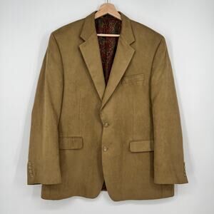 Lauren Ralph Lauren Faux Suede Sports Coat Blazer Mens 44R Tan Single Breasted